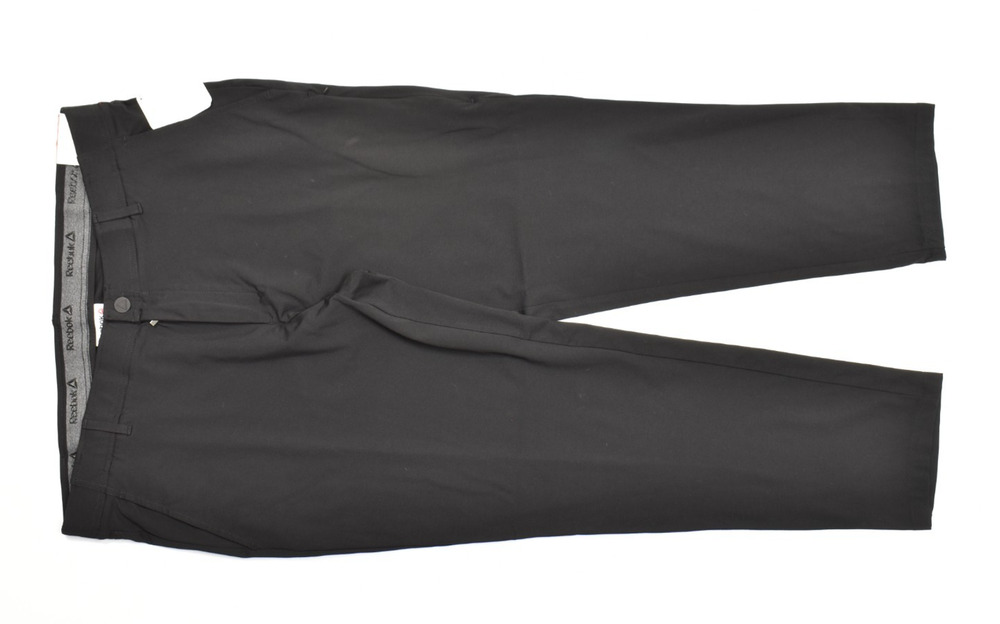Reebok Men's Regular Fit Active Stretch Pants Size 42x30 Black Rayon Blend NWT